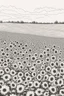 Placeholder: outline art forSunflower Field: A large field of sunflowers that radiate the warmth of summer.. no people, White background. sketch style, clean line art, white background, no shadow and clear