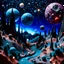 Placeholder: Detailed creepy landscape made of modeling clay, stars and planets, Roger Dean, Tim Burton, strong texture, Ernst Haekel, extreme detail, Max Ernst, decal, rich moody colors, sparkles, bokeh, odd