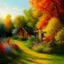 Placeholder: a landscape artist is standing in a Russian country village!! Neo-impressionism expressionist style oil painting :: smooth post-impressionist impasto acrylic painting :: thick layers of textured paint. smooth colors