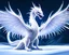 Placeholder: a detailed illustration of a white dragon with fairy-like transparent glowing and sparkly wings standing in snow, silver lightning to the edges of the wings, glowing soft and smooth wings, fantasy art, realistic, highly detailed, intricate patterns on wings, shiny snowy background, soft studio lighting, foggy shiny smooth background, unreal engine, 64k