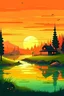 Placeholder: landscape, nature, calm, relax , village, vector, sunset,