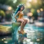 Placeholder: water nymph wearing spectacular shoes in a slide ,bokeh like f/0.8, tilt-shift lens 8k,*-