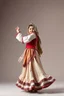 Placeholder: simple background, full body of very pretty little girl in azeri dance wearing A long underdress or shirt, often made of silk,A fitted, often velvet or brocade, jacket worn over the shirt.Wide, bell-shaped skirts are worn, often long and layered to create beautiful movements while dancing,The head is often covered with several scarves, with the kalaghai (a traditional silk headscarf) being a key element. These are sometimes worn over a small cap