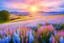 Placeholder: paysage rempli de belles grandes fleurs blanches bleues roses 8k