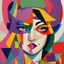 Placeholder: a painting of a woman with a colorful face, a cubist painting by Romero Britto, featured on pixiv, cubism, picasso, cubism, fauvism