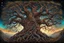 Placeholder: gnarled and twisted tree of life with faces and bodies crawling out of the trunk and branches, deep colour, in the multiverse