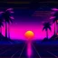 Placeholder: twilight memories, synthwave pistures style, with neon lights and the sun far away