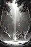 Placeholder: Spiral of white energy in the dark, environment, greyscale