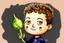 Placeholder: cute chibi mark zuckerberg with a big garlic in sunshine, watercolor and black in outlines, golden glitter, ethereal, cinematic postprocessing, bokeh, dof