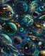 Placeholder: celestial bodies, cosmic patterns, and dreamlike scenes, stars, planets,