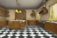 Placeholder: kitchen with checker floor painted, 50s