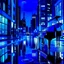 Placeholder: jazz vibes, reflections in blue, city at night, lonely