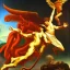 Placeholder: The winged messenger Hermes delivering a message to Zeus but Zeus is a Hydra. Medusa and the Minotaur are fighting in the background. High definition oil painting.