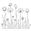 Placeholder: set of grow wind flower on the grace, SIMPLE ONE lineS art, white background, minimalis, different view, only white bakcground solid.