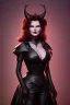 Placeholder: Geena Davis as evil queen in black leather, leather, busty, cleavage, angry, rage, stern look. character design by cory loftis, fenghua zhong, ryohei hase, ismail inceoglu and ruan jia. unreal engine 5, artistic lighting, highly detailed, photorealistic, fantasy