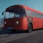 Placeholder: Man, futuristic bus, blue and sky lighting, guns, wearing red armor, unreal engine 5 --v 4