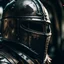 Placeholder: a strong warrior wearing knight face helmet, distant Macro shot, adobe lightroom cinematic filter,