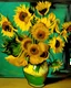 Placeholder: Girasoles de Vicent Van Gogh en metal brillante, florero plateado brillante, arte digital 3D maximalista, calidad ultra, intrincado, hiperdetallado, increíble obra de arte, 8k