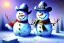 Placeholder: Impressionism, Romanticism, acrylic paint, pastel colors, cowboy snowman, Fine detail, Fine art