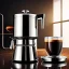 Placeholder: E61 Espresso machine, chrome, jar of coffeebeans