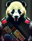 Placeholder: Cool Panda assassin boss in clothes game character, dark lighting , Blender, octane render, high quality masterpiece