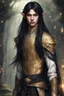 Placeholder: young elven of seventeen years old, golden eyes and straight black hair, dressed in epic clothes