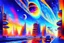 Placeholder: Epic futuristic street, exoplanet in the sky, impressionism painting