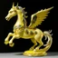 Placeholder: A yellow light elemental winged unicorn designed in African pottery painted by Peter Carl Faberge