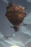 Placeholder: steampunk airship under the moon