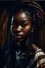 Placeholder: beautiful black girl, very dark skin, box braids, 4k, painted, in the style of Ferdinand Knab
