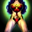 Placeholder: ultra detailed portrait of busty beautiful Wonderwoman , wearing a bikini plate armor, extremely detailed digital painting, extremely detailed face,crystal clear green eyes, in the style of robert e howard and pablo oliveira and Ken Kelley and Gustav Klimt ,mystical colors,perfectly centered image, perfect composition, rim light, beautiful lighting,8k, stunning scene, raytracing