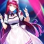 Placeholder: Clear focus, 8k, beautiful lighting, vibrant colors, girl, red long hair, vibrant pink eyes, maid, happy to see you,