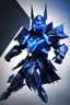 Placeholder: neon blue, flying parts of armor in form of triangles, cyber armor, geometric patterns on armor, male, orbiting triangle