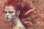 Placeholder: head and shoulders portrait, long red hair, face paint, jester/clown, Takato Yamamoto artist, Akiya Kageichi artist, Jedediah Berry inspired, 8k resolution concept art portrait, dynamic lighting, hyperdetailed, intricately detailed, maximalist, beautiful, peaceful, fire