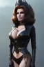 Placeholder: Raquel Welch as evil queen in black leather, leather, busty, cleavage, angry, stern look. character design by cory loftis, fenghua zhong, ryohei hase, ismail inceoglu and ruan jia. unreal engine 5, artistic lighting, highly detailed, photorealistic, fantasy