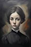 Placeholder: Young Emily Dickinson portraiture by Wolfgang Alt, oil on canvas, Fine Art, Abstract, Conceptual, Figurative, Dark color palette, high quality,