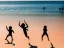 Placeholder: children jumping in water on a beach capture them against the sun and make an art silhouette, hyper details, real sharp, 8k, well detailed, well shaped