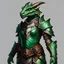 Placeholder: dnd, female dragonborn, emerald dragonborn, plate armor, small dragon tail, gem on chest