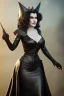 Placeholder: Amy Dumas as evil queen in black leather gown, evil, busty, cleavage, curvy, angry, stern look. character design by cory loftis, fenghua zhong, ryohei hase, ismail inceoglu and ruan jia. unreal engine 5, artistic lighting, highly detailed, photorealistic, fantasy