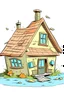 Placeholder: a cartoon house where the roof fell in