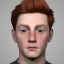 Placeholder: short redheaded boy with a long face and freckles , realistic, 8k,