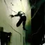 Placeholder: Minimal abstract oil paintings falling person limbs sinew. Wearibg hazmat. concrete fragments architecture and hanging wires illuminated at night style of Justin Mortimer and Phil Hale and Ashley Wood