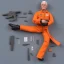 Placeholder: a large pile of face Mike Pence G.I. Joe toy Doll spaceforce uniform, orange blue fabric, pistol, wall packaging for sale, bright pricetag, finger, empty box