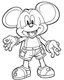 Placeholder: outline art for Mickey Mouse coloring page, Japanese manga style, cartoon style, cute face, white background sketch style, full body is a must, only use outline, clean line art, no shadow, bold outline