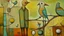 Placeholder: abstract painting, balance, man and bird, bizarre, surreal, art brut, outsider art, a muted colors photo, pexels contest winner, 1940s, high quality photo,