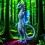 Placeholder: A dragonoid human with silver scales along with a long, flexible tail in a magical forest