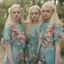 Placeholder: Elle fanning and dakota fanning as flowers, turquoise, jean.