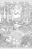 Placeholder: coloring page, nature, relaxing, "Enchanted Forest Retreat: Discover a peaceful scene with towering trees and woodland creatures." full view, realistic, coloring page, only draw lines, coloring book, clean line art, –no sketch, color, –ar 3:4, white background, minimalistic black lines, minimal black color, low level black colors, coloring page, avoid thick black colors, thin black line art, avoid colors, perfect shape, perfect clear lines,