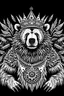Placeholder: Wiccan Grizzly with palms up wearing a crown black and white