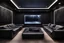 Placeholder: a black themed dedicated home cinema room with LED ambient lighting in the walls make sure the room is completely symmetrical